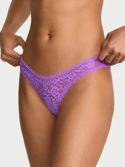 Victoria's Secret The Lacie Lace Ultra-mini Scoop Thong Panty In Purple