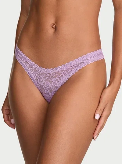 Victoria's Secret The Lacie Lace Ultra-mini Scoop Thong Panty In Purple