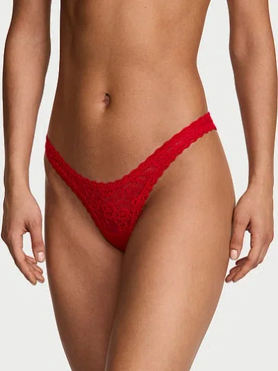 Victoria's Secret The Lacie Lace Ultra-mini Scoop Thong Panty In Red