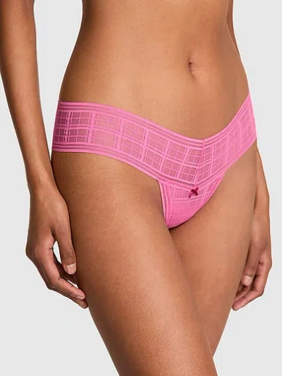 Victoria's Secret The Lacie Plaid Lace Thong Panty In Pink