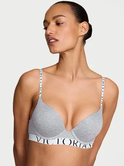 Victoria's Secret The T-shirt Bombshell Add-2-cups Cotton Exploded Logo Push-up Bra In Multi