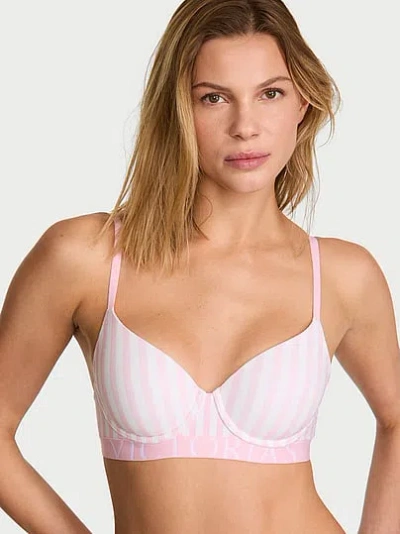 Victoria's Secret The T-shirt Cotton Exploded Logo Lightly Lined Demi Bra In Multi