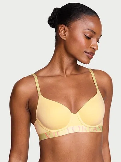 Victoria's Secret The T-shirt Cotton Exploded Logo Lightly Lined Demi Bra In Yellow