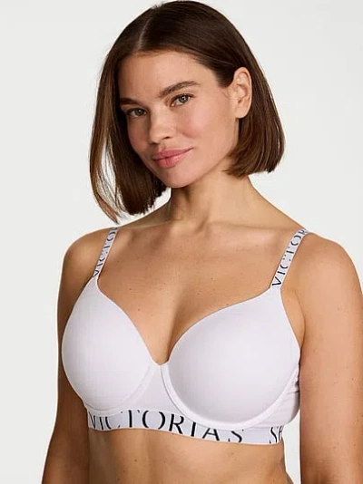 Victoria's Secret The T-shirt Cotton Exploded Logo Lightly Lined Full-coverage Bra In White
