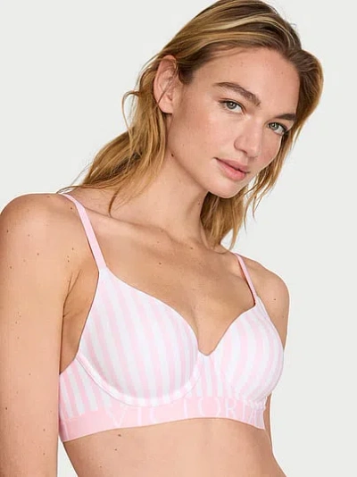 Victoria's Secret The T-shirt Cotton Exploded Logo Lightly Lined Full-coverage Bra In White
