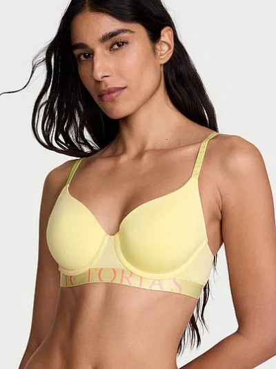 Victoria's Secret The T-shirt Cotton Exploded Logo Lightly Lined Full-coverage Bra In Yellow