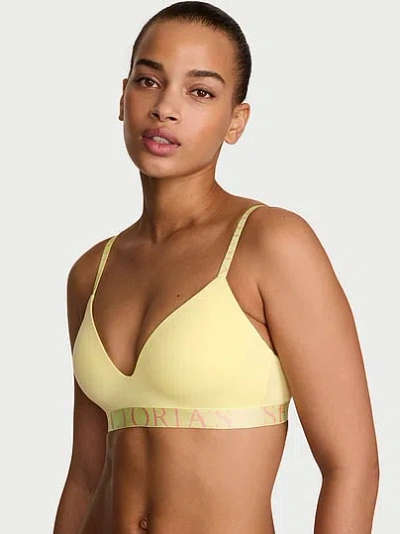 Victoria's Secret The T-shirt Cotton Exploded Logo Lightly Lined Wireless Bra In Yellow