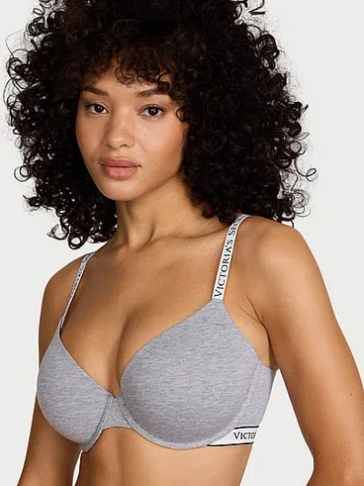 Victoria's Secret The T-shirt Cotton Lightly Lined Demi Bra In Gray
