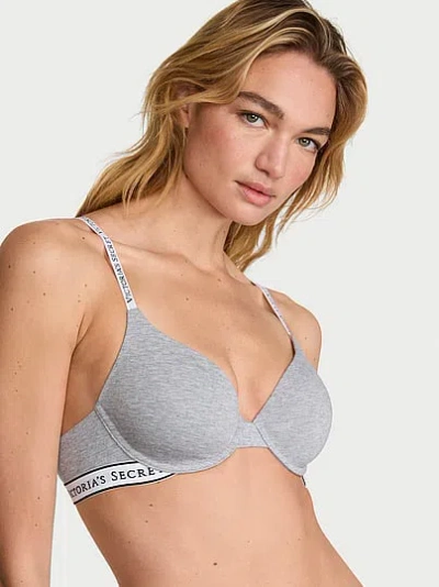 Victoria's Secret The T-shirt Cotton Lightly Lined Full-coverage Bra In Gray