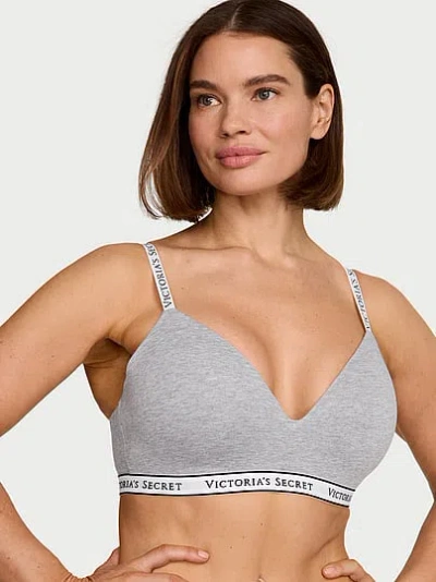 Victoria's Secret The T-shirt Cotton Lightly Lined Wireless Bra In Gray