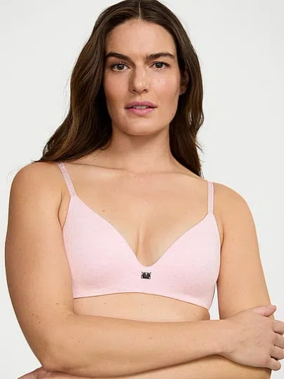 Victoria's Secret The T-shirt Cotton Logo Hardware Lightly Lined Wireless Bra In Pink