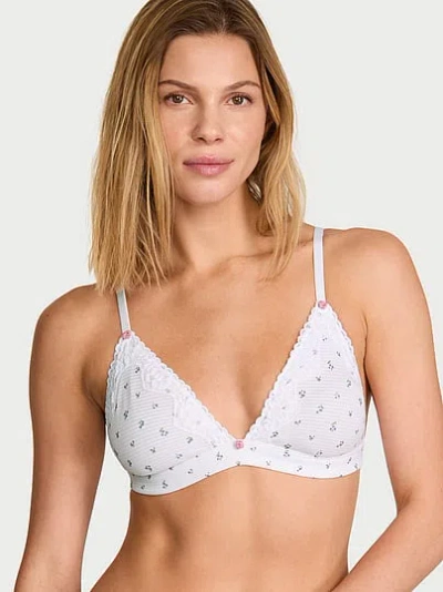 Victoria's Secret The T-shirt Cotton Shadow Stripe Unlined Triangle Bralette In Red