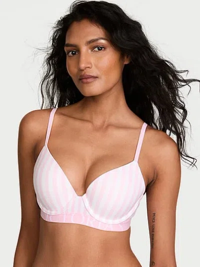 Victoria's Secret The T-shirt Perfect Shape Cotton Exploded Logo Push-up Bra In White