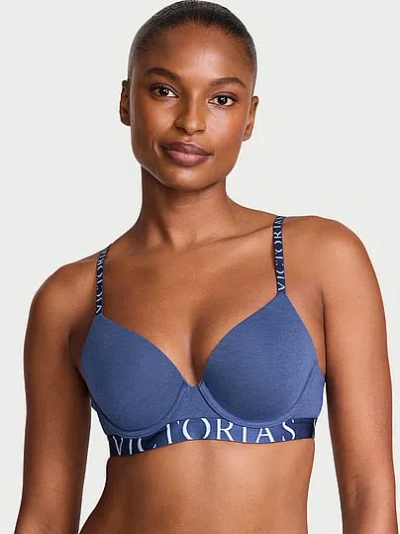 Victoria's Secret The T-shirt Perfect Shape Cotton Exploded Logo Push-up Bra In Multi