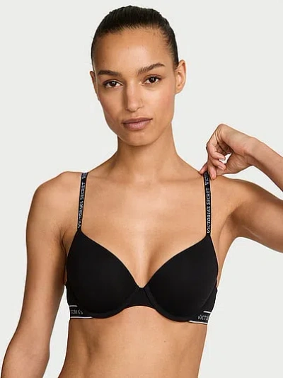 Victoria's Secret The T-shirt Perfect Shape Cotton Push-up Bra In Black