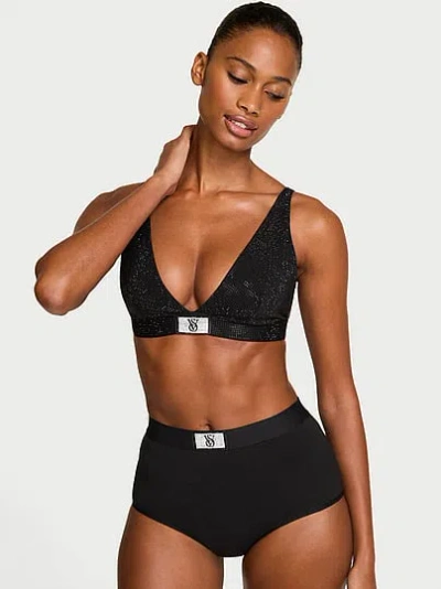 Victoria's Secret The T-shirt Shine Cotton Wireless Plunge Bralette In Black