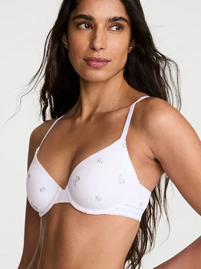 Victoria's Secret The T-shirt Cotton Embroidered Lightly Lined Demi Bra In White