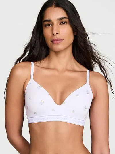 Victoria's Secret The T-shirt Cotton Embroidered Lightly Lined Wireless Bra In White