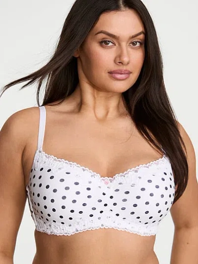 Victoria's Secret The T-shirt Cotton Lace-trim Lightly Lined Balconette Bra In White