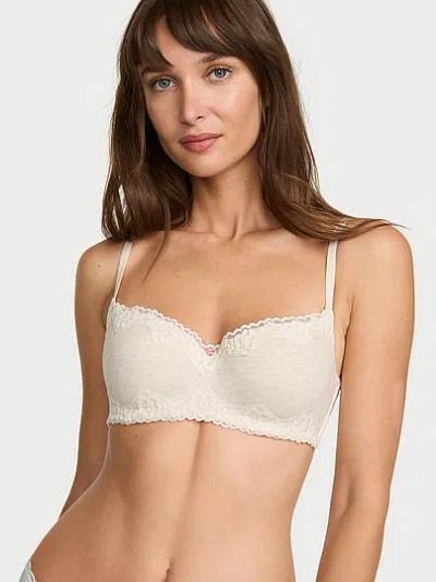 Victoria's Secret The T-shirt Cotton Lace-trim Lightly Lined Balconette Bra In Multi