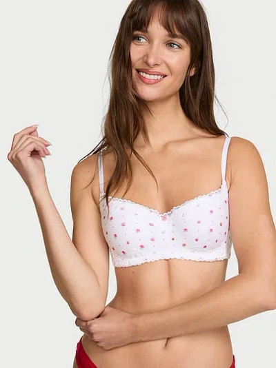 Victoria's Secret The T-shirt Cotton Lace-trim Lightly Lined Balconette Bra In White