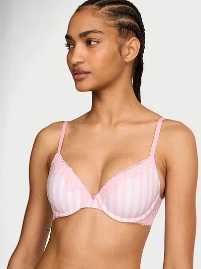 Victoria's Secret The T-shirt Cotton Lace-trim Lightly Lined Demi Bra In Print