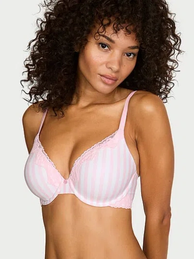 Victoria's Secret The T-shirt Cotton Lace-trim Lightly Lined Full-coverage Bra In Print
