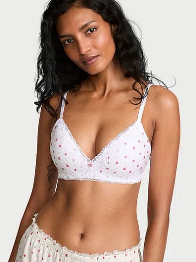 Victoria's Secret The T-shirt Cotton Lace-trim Lightly Lined Wireless Bra In White