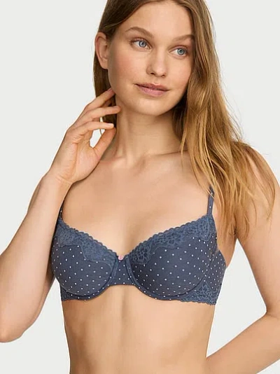 Victoria's Secret The T-shirt Cotton Lace-trim Unlined Demi Bra In Blue