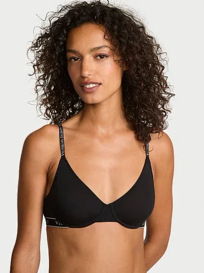 Victoria's Secret The T-shirt Cotton Unlined Scoop Strappy Bra In Black