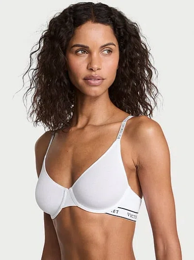 Victoria's Secret The T-shirt Cotton Unlined Scoop Strappy Bra In White,ivory