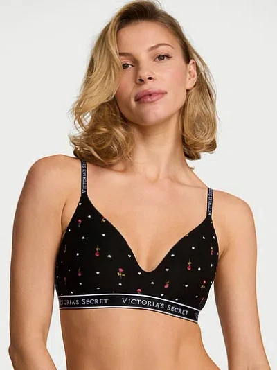 Victoria's Secret The T-shirt Lightly Lined Wireless Cotton Bra In Black
