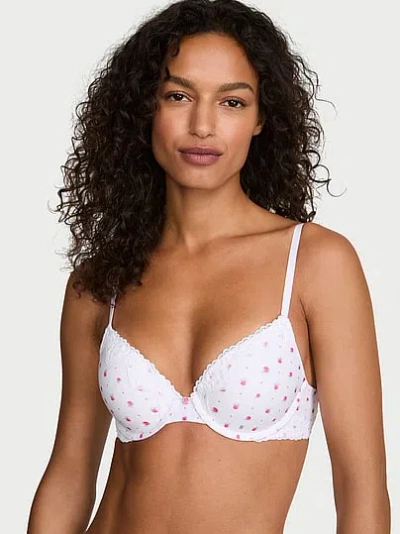 Victoria's Secret The T-shirt Perfect Shape Cotton Lace-trim Push-up Bra In Floral