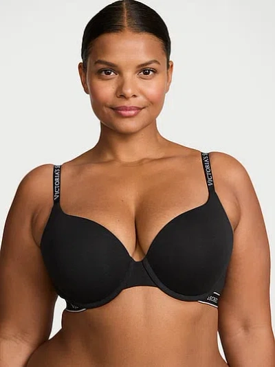Victoria's Secret The T-shirt Perfect Shape Cotton Push-up Bra In Black