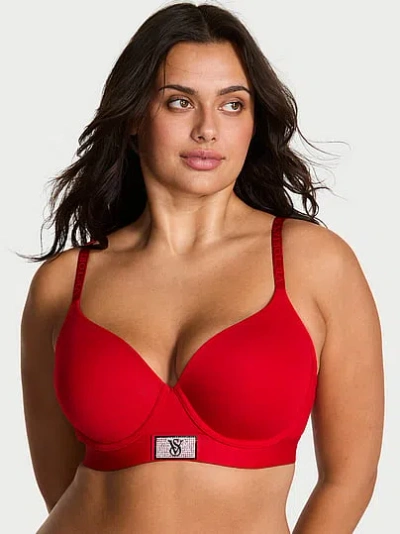 Victoria's Secret The T-shirt Shine Patch Lightly Lined Demi Bra In Red