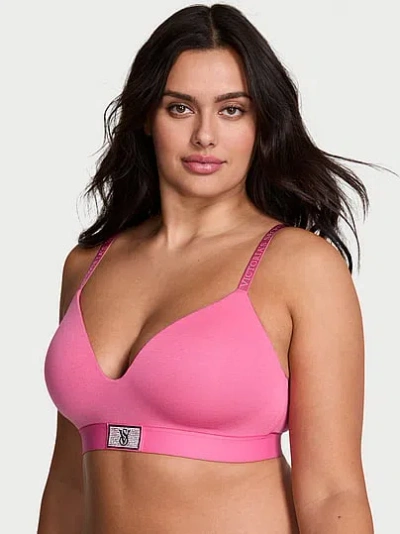 Victoria's Secret The T-shirt Shine Patch Lightly Lined Wireless Bra In Pink