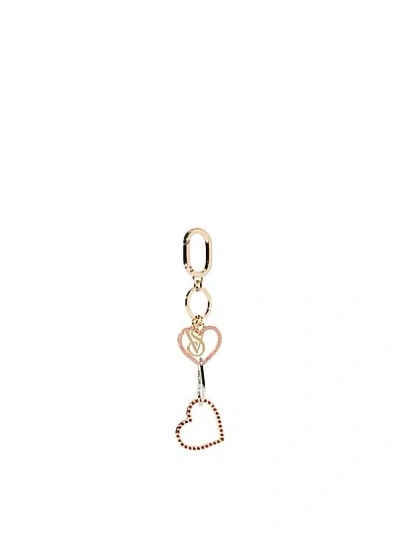 Victoria's Secret Triple Hearts Bag Charm Keychain In Gold