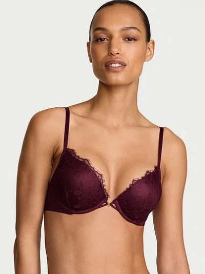 Victoria's Secret Very Sexy Bombshell Add-2-cups Rose Lace Push-up Bra In Burgundy