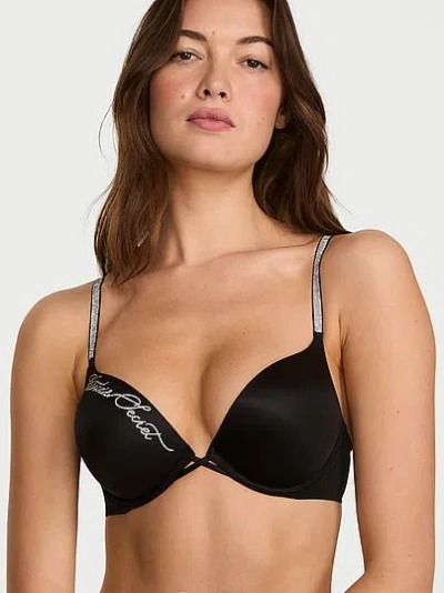 Victoria's Secret Very Sexy Bombshell Add-2-cups Shine Script Push-up Bra In Black