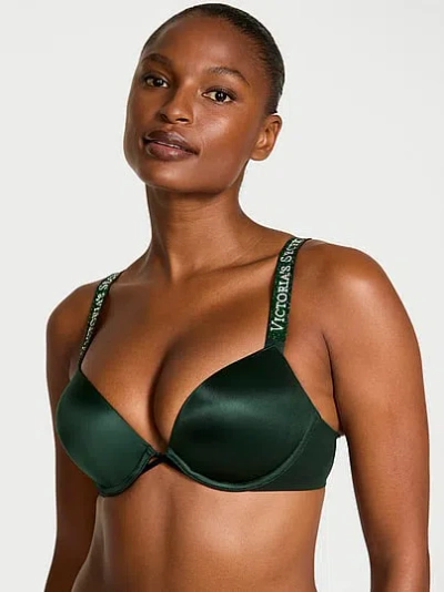 Victoria's Secret Very Sexy Bombshell Logo Shine Strap Add-2-cups Push-up Bra In Green