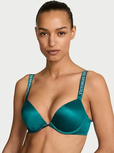 Victoria's Secret Very Sexy Bombshell Logo Shine Strap Add-2-cups Push-up Bra In Blue