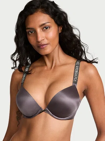 Victoria's Secret Very Sexy Bombshell Logo Shine Strap Add-2-cups Push-up Bra In Grey