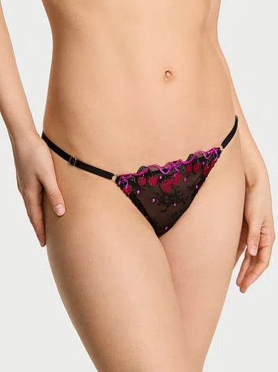 Victoria's Secret Very Sexy Cherry Pop Embroidery Adjustable V-string Panty In Multi