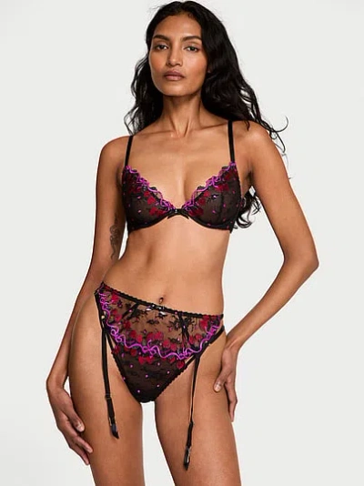 Victoria's Secret Very Sexy Cherry Pop Embroidery Garter Belt In Multi