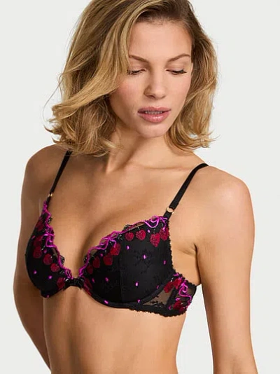 Victoria's Secret Very Sexy Cherry Pop Embroidery Lightly Lined Plunge Demi Bra In Animal Print
