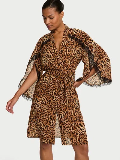 Victoria's Secret Very Sexy Chiffon Lace Midi Robe In Print