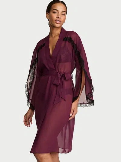 Victoria's Secret Very Sexy Chiffon Lace-trim Midi Robe In Pink