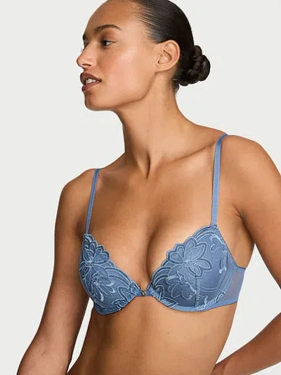 Victoria's Secret Very Sexy Denim Embroidery Push-up Bra In Blue