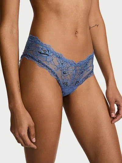 Victoria's Secret Very Sexy Denim Rose Lace High-leg Cheeky Panty In Blue