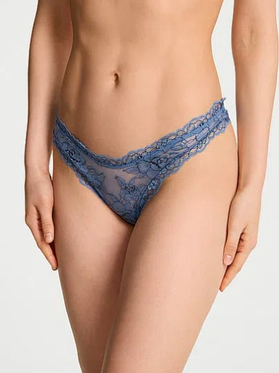 Victoria's Secret Very Sexy Denim Rose Lace High-leg Thong Panty In Blue